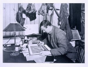 Dr Wilson travaillant sur un croquis au Cap Evans, de 